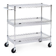 Metro 3-Shelf Steel Wire Basket Utility Cart Metro 3-Shelf Steel Wire Basket Utility Cart