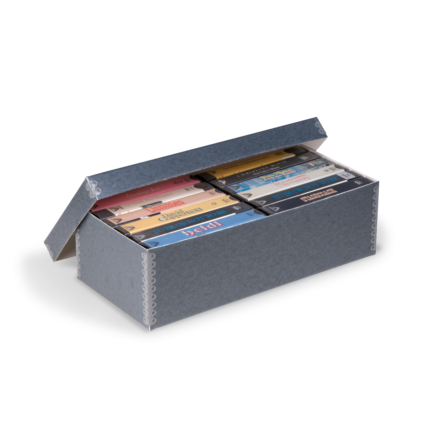 Gaylord Archival® Blue/Grey Barrier Board Shallow Lid Videocassette Box