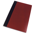 Burgundy cover with black binding