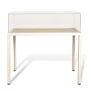 Shown with white powder-coated base and linen deck