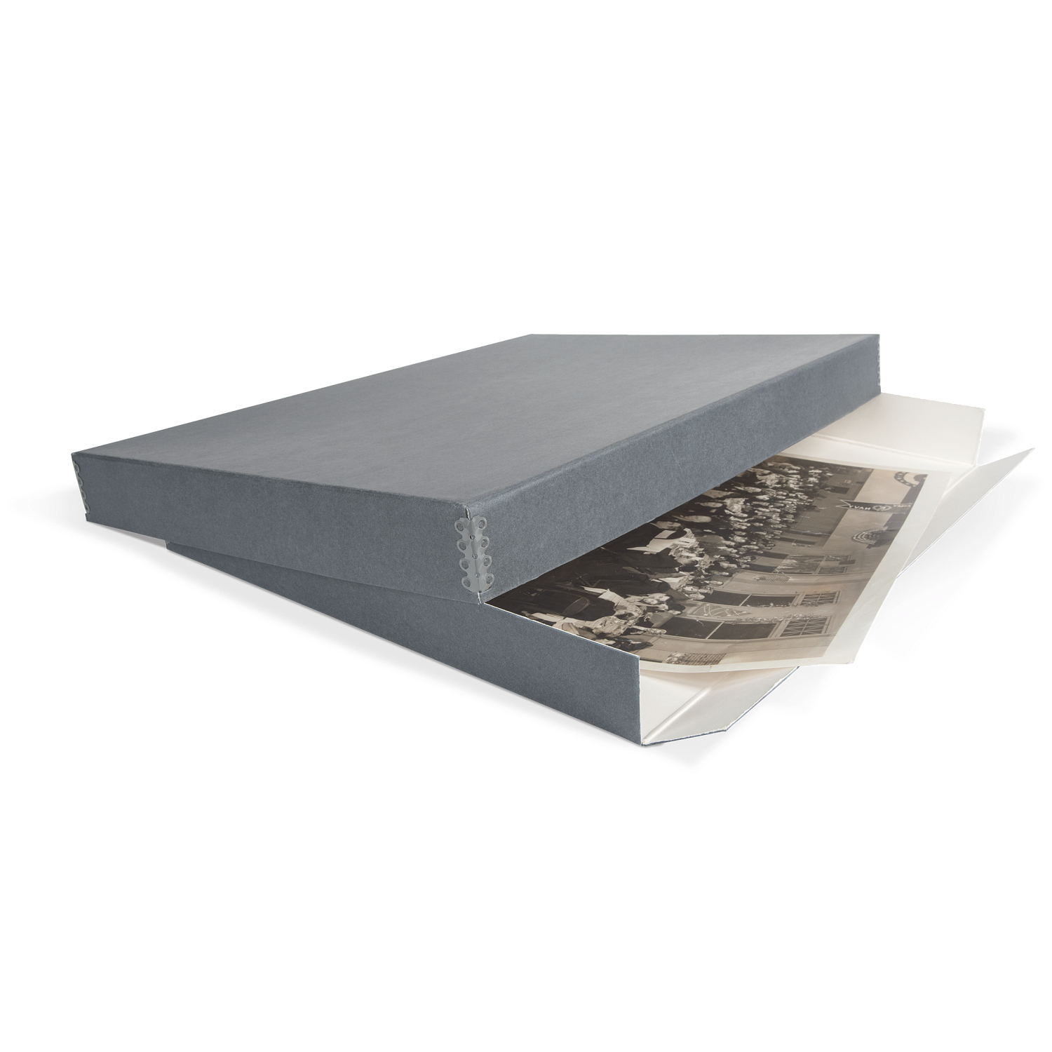 Gaylord Archival® Blue/Grey Drop-Front Newspaper & Oversize Print Box