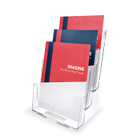 Acrylic Periodical Literature Display Rack with Three Tiers