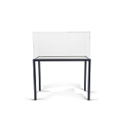 Shown with black powder-coated base and linen deck