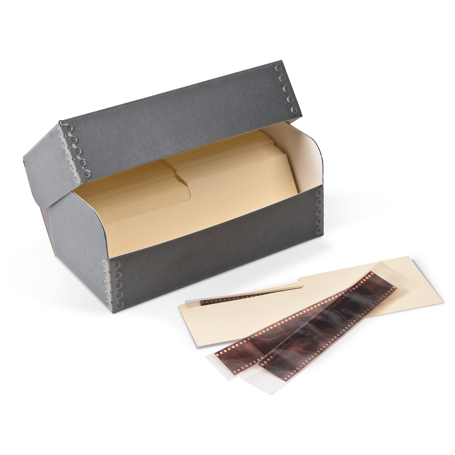 Gaylord Archival® Blue/Grey Barrier Board Flip-Top Negative Box