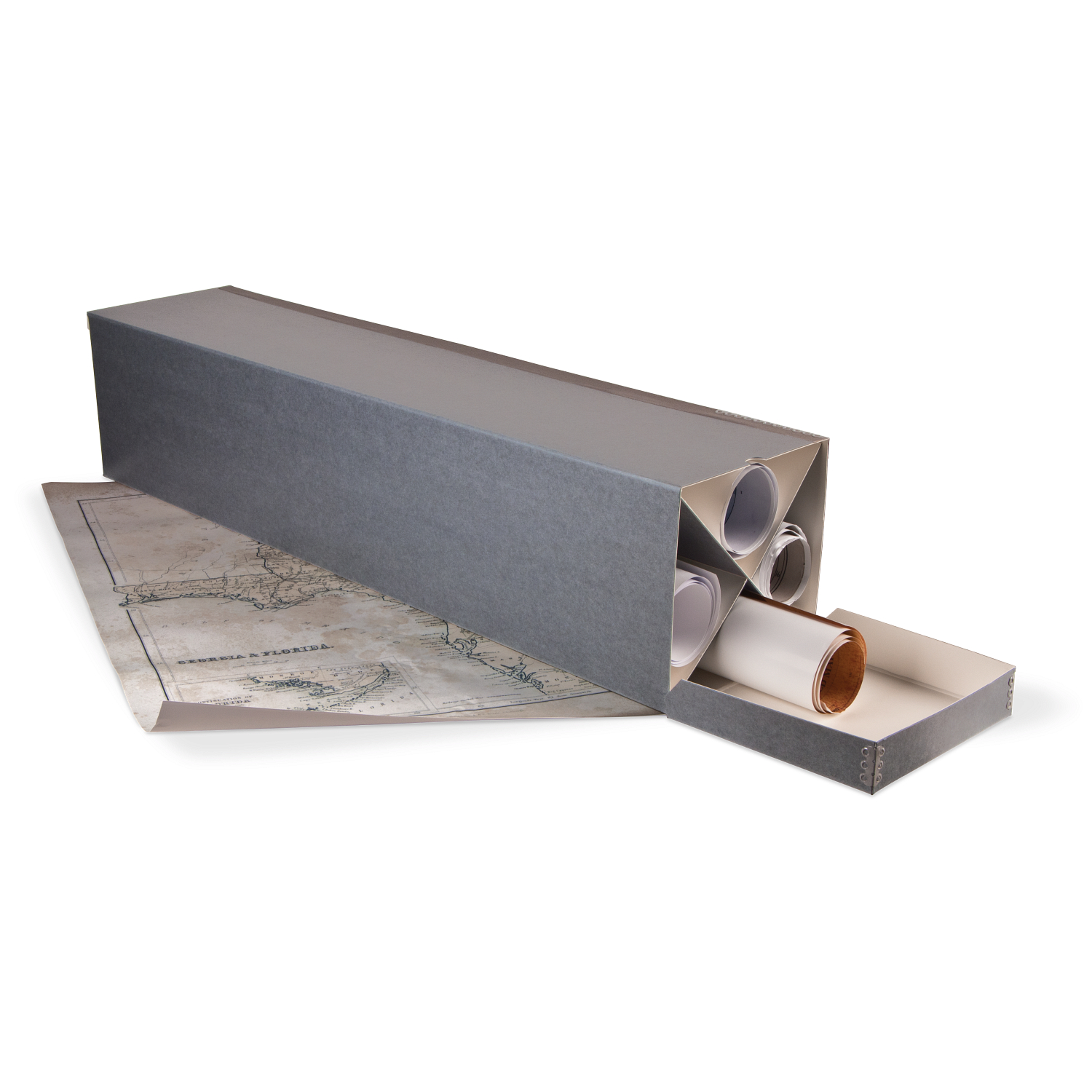 Gaylord Archival® Flip-Top Roll Storage Box with 4 Compartments