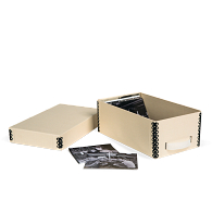 Gaylord Archival&#174; Light Tan B-Flute Corrugated Shallow Lid Photo & Print Box with Handle