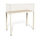 Shown with white powder-coated base and linen deck
