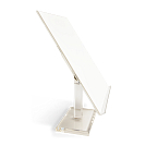 Acrylic Document Mount with lip and museum board shown attached to the universal acrylic stand (sold separately), part of the Xibitmount™ Document Display System.