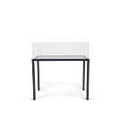 Shown with black powder-coated base and linen deck