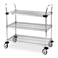 Wire Utility Cart with Solid Top Shelf