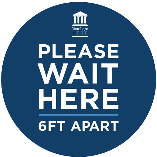 "Wait Here" Adhesive Vinyl Graphic for Carpeted Floors (4-Pack)