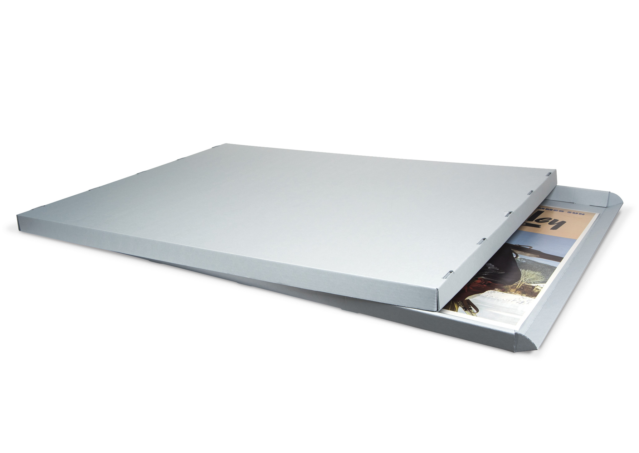 Gaylord Archival® Blue B-flute Drop-Front 40 x 60" Two Sheet Poster Box