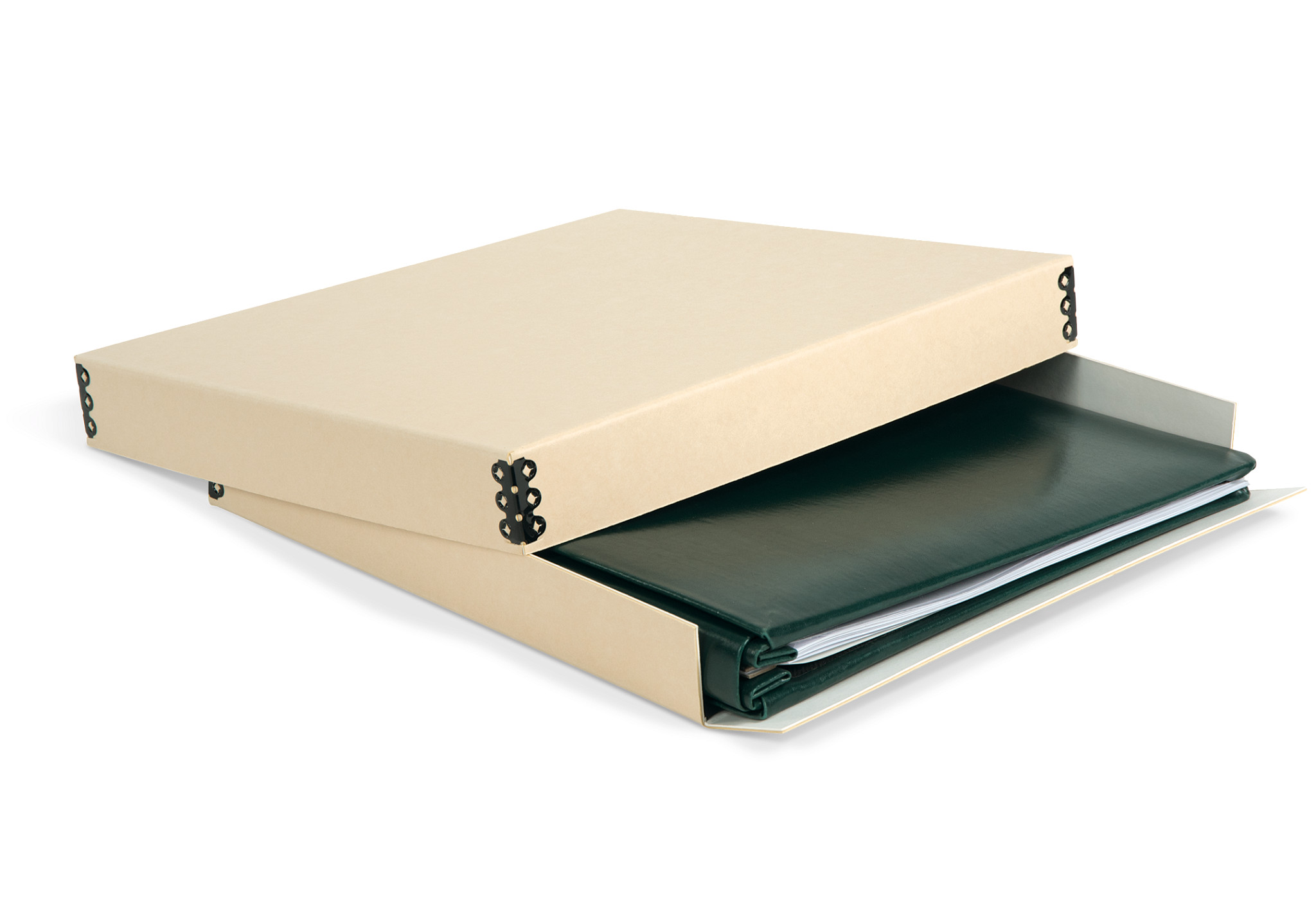 Gaylord Archival® Tan Barrier Board Drop-Front Box for 12 x 12" Scrapbooks