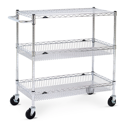 Metro 3-Shelf Steel Wire Basket Utility Cart