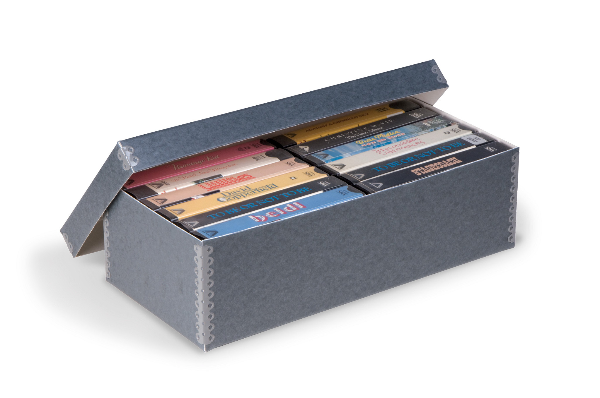 Gaylord Archival® Blue/Grey Barrier Board Shallow Lid Videocassette Box
