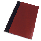 Burgundy cover with black binding