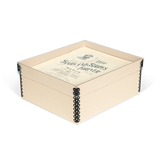 Gaylord Archival&#174; Light Tan E-flute Clear Shallow Lid Box with Metal Edges