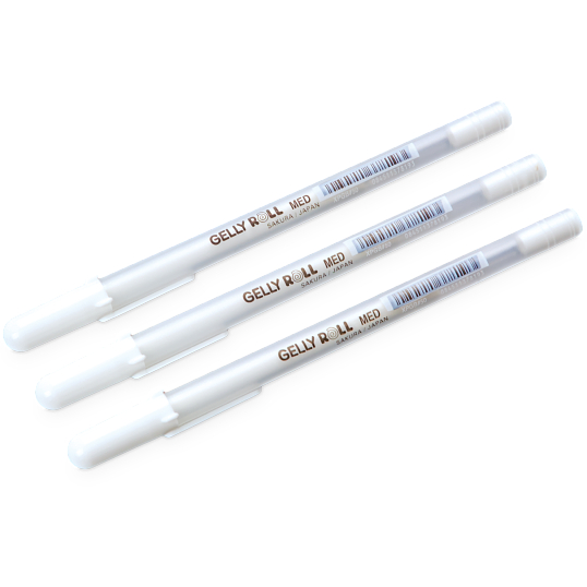 Sakura Gelly Roll White Fine / Medium / Bold 3 pens Set w/Case XPGB-3WT