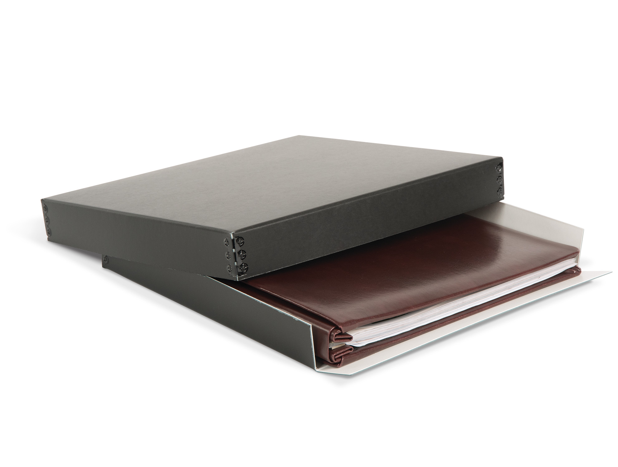 Gaylord Archival® Black Barrier Board Drop-Front Box for 12 x 12" Scrapbooks