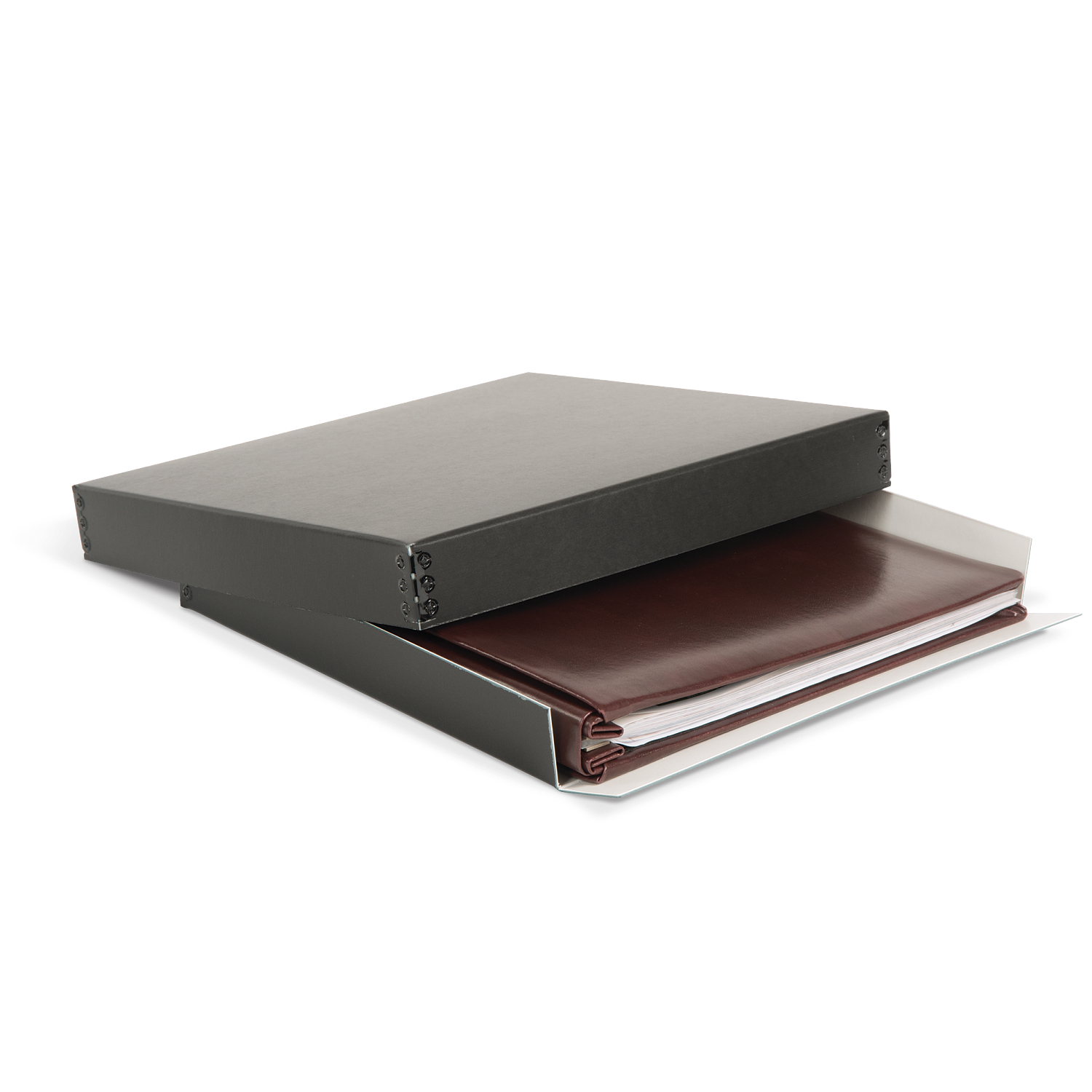 Black Leather/Vinyl 12x12 3-Ring Scrapbook Binder protective Corners--Brand  New.