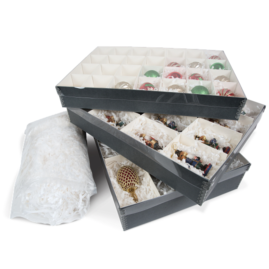 Gaylord Archival&#174; Clear Lid Ornament Box with Shredded Tissue