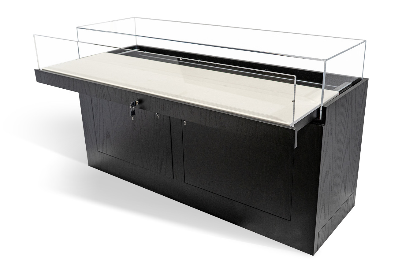 Gaylord Archival® Caroline Slide-Out Deck Exhibit Case with Cabinet Base