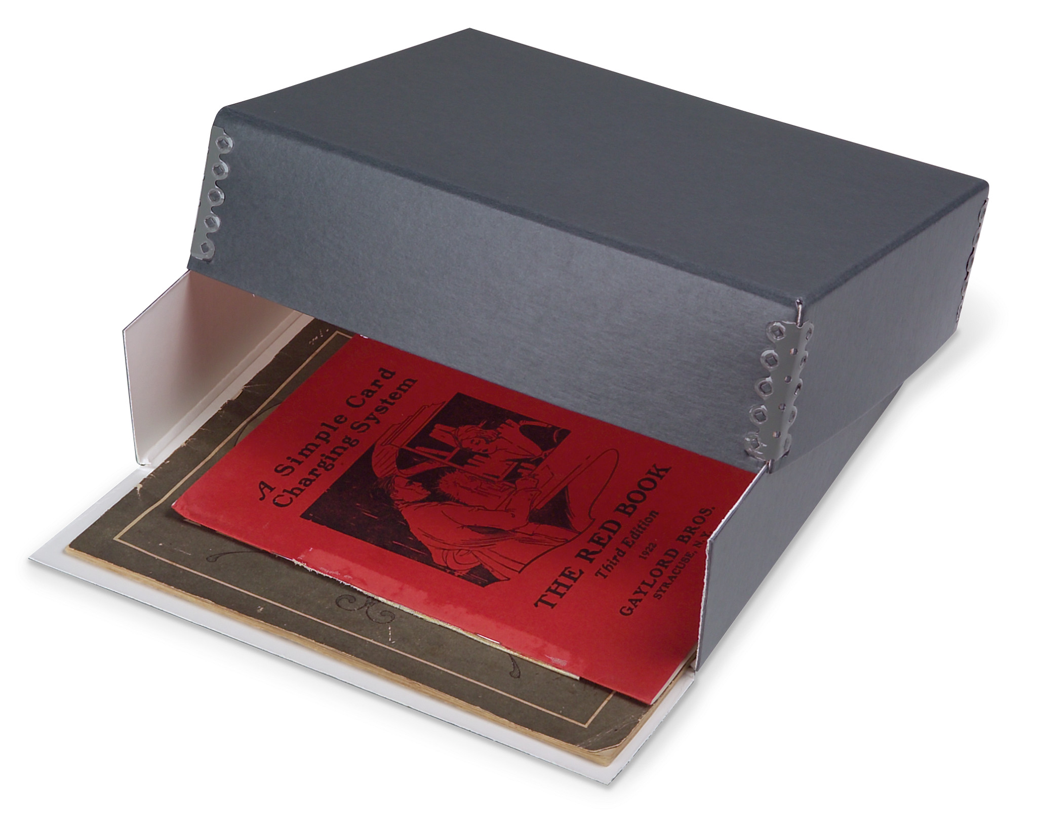 Gaylord Archival® Blue/Grey Barrier Board Drop-Front Deep Lid Print Box with DuraCoat Acrylic Coating</br></br><font color="#2f94ba">40% off while supplies last!</br>Priced as marked. No code needed.</font color>