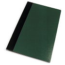 Green cover with black binding