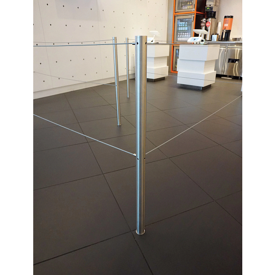 Q-Cord&#153; Floor-Mounted Museum Barrier with Dual Retractable Cords