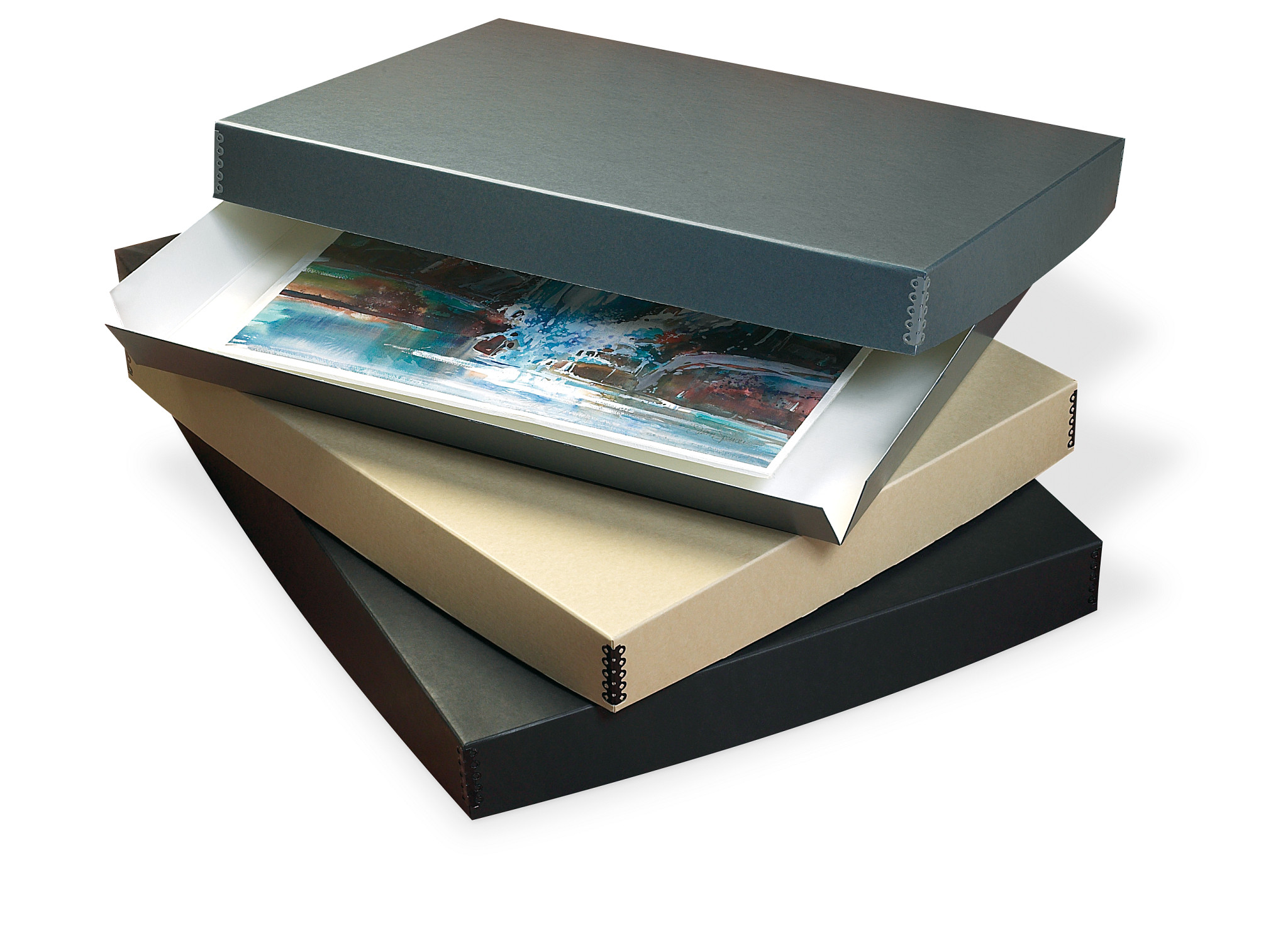 Gaylord Archival® Black Barrier Board Drop-Front Oversize Print Box