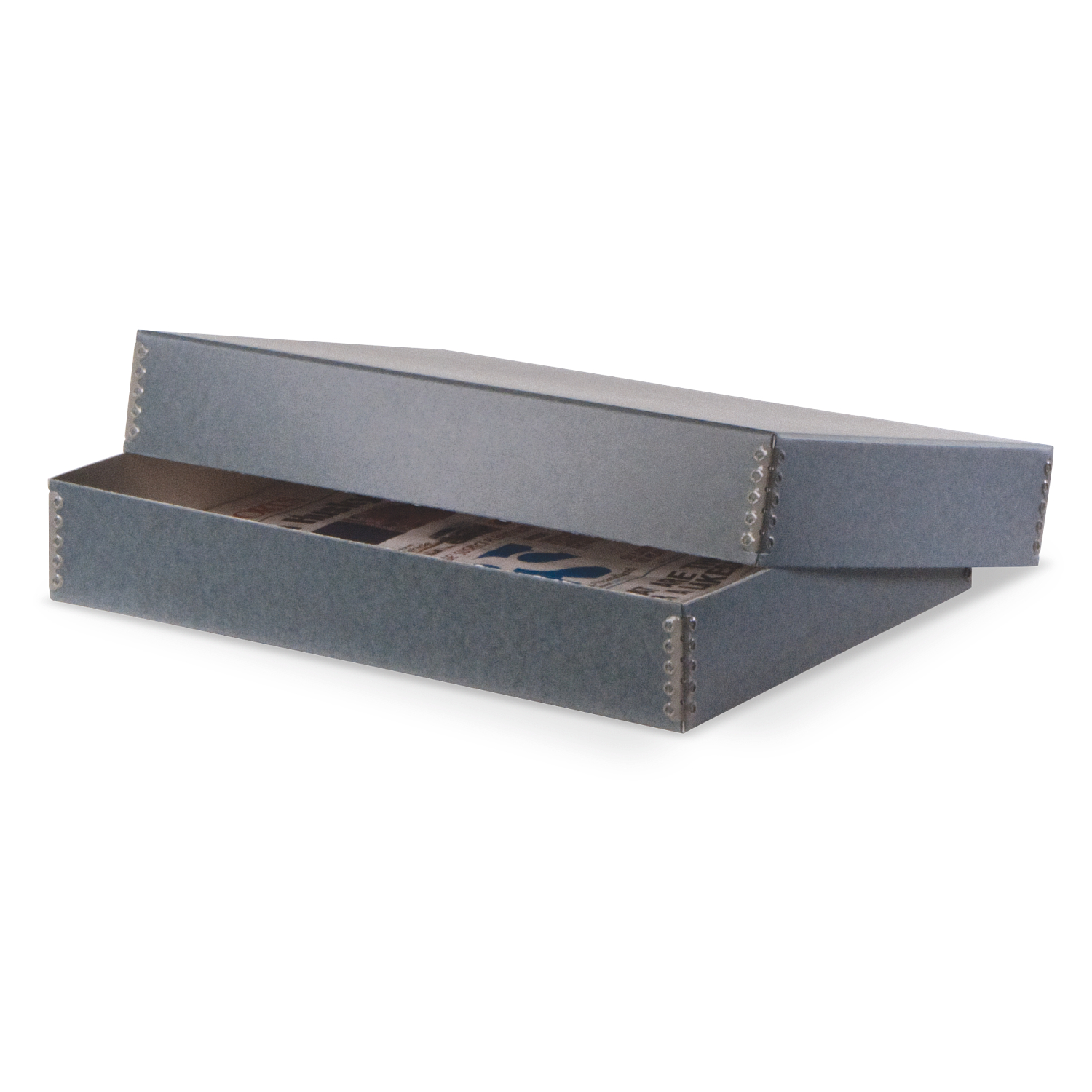 Gaylord Archival® Blue/Grey Drop-Front Newspaper & Oversize Print Box, Archival Storage Boxes, Preservation