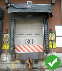 Loading dock with green check mark