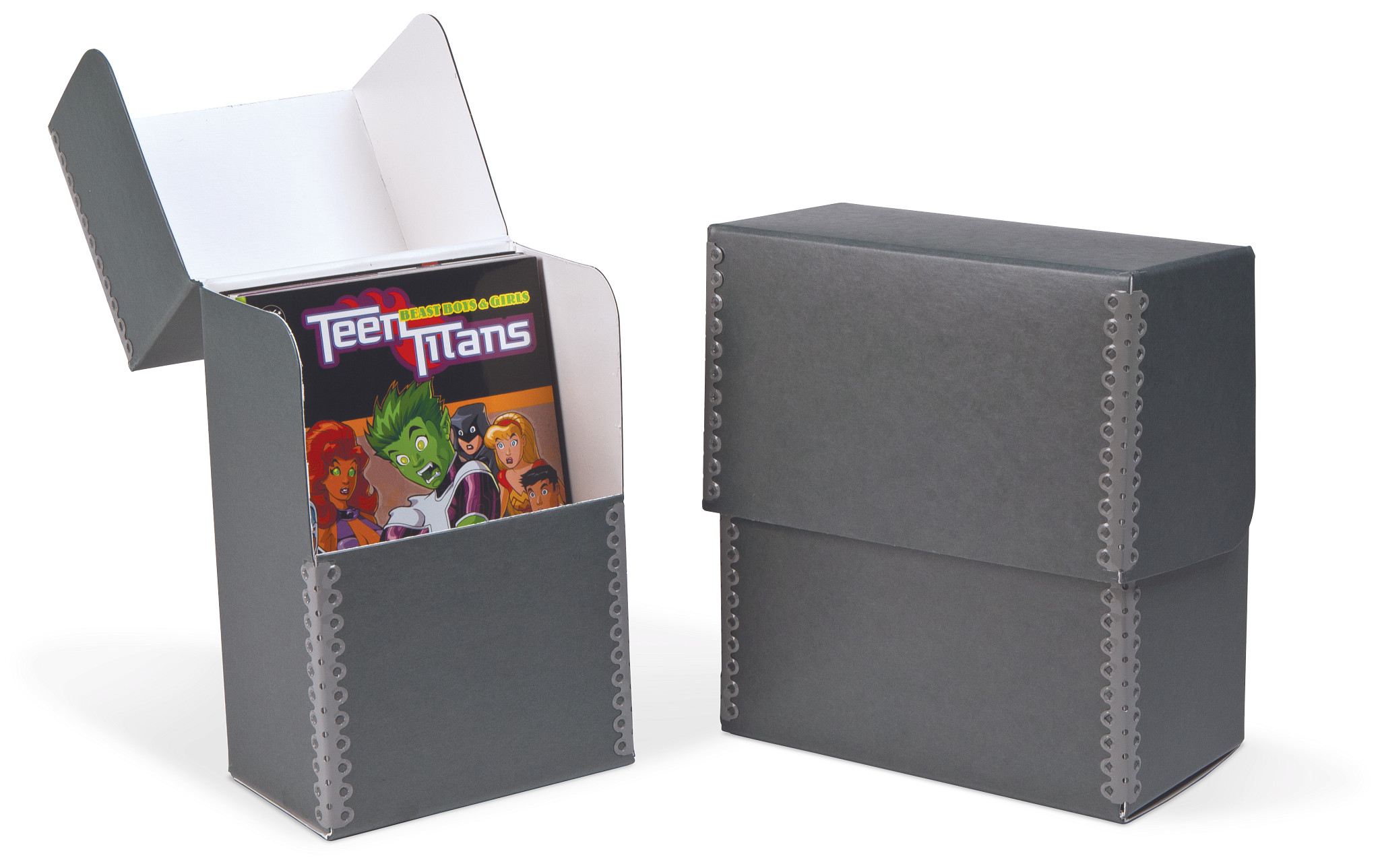 Gaylord Archival® Blue/Grey Barrier Board Flip-Top Pamphlet Box