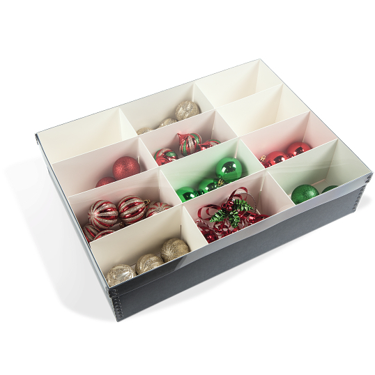 Gaylord Archival® Clear Lid 12-Compartment Ornament Box