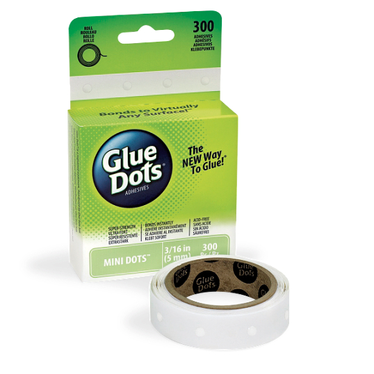 Glue Dots Craft Roll, Contains 200 (.5 Inch) Adhesive Craft Dots (08165)  with Glue Dots Mini Dot Roll, Contains 300 (.19