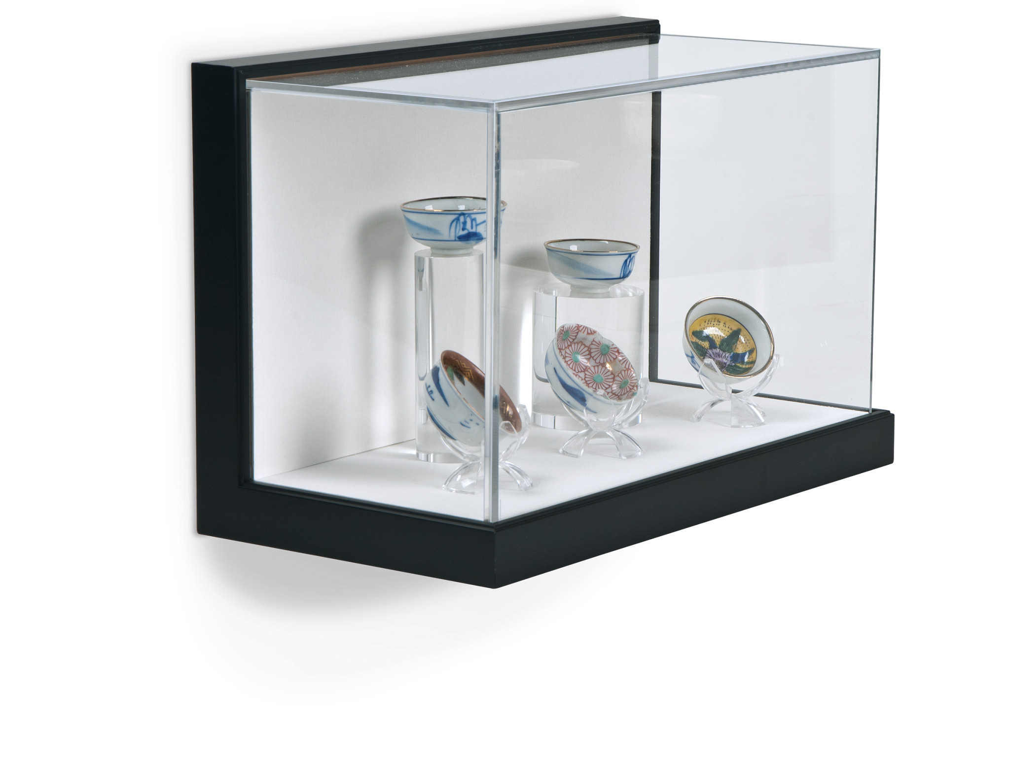Gaylord Archival® Little Gem Original Black Wall-Mount Exhibit Case with Linen-Wrapped Interior