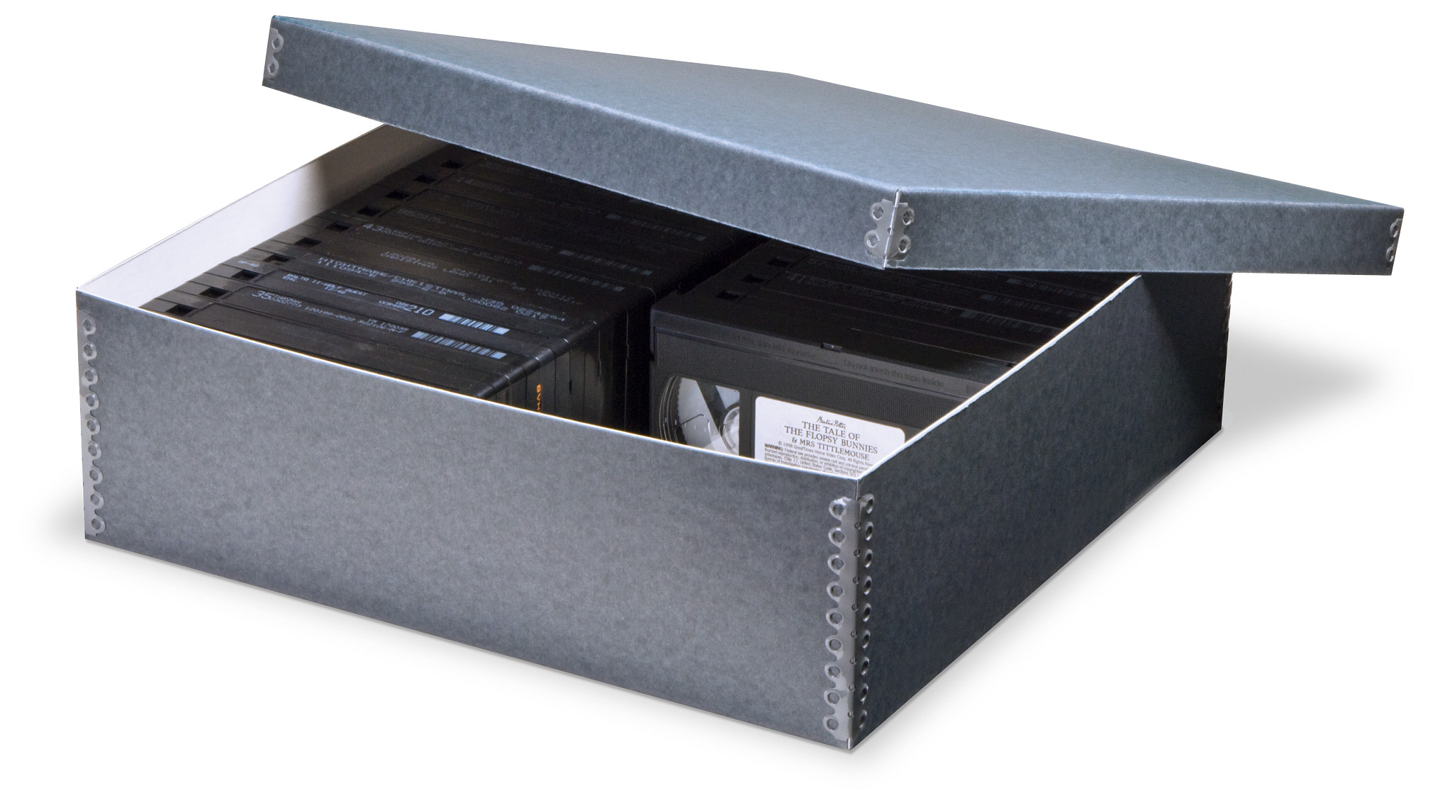 Gaylord Archival® Blue/Grey Barrier Board Shallow Lid Videocassette Box