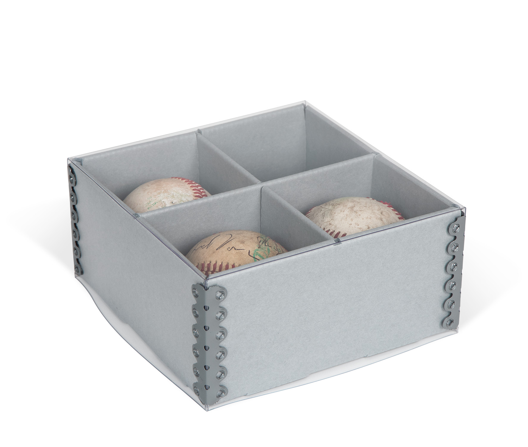 Gaylord Archival® E-flute Clear Lid 4-Capacity Multi-Divider Box