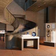Exhibit cases in a museum