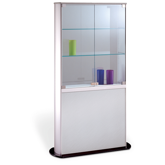 Peter Pepper Products PepperMint&#174; Elliptical Profile Panel Base Exhibit Case with Aluminum Top